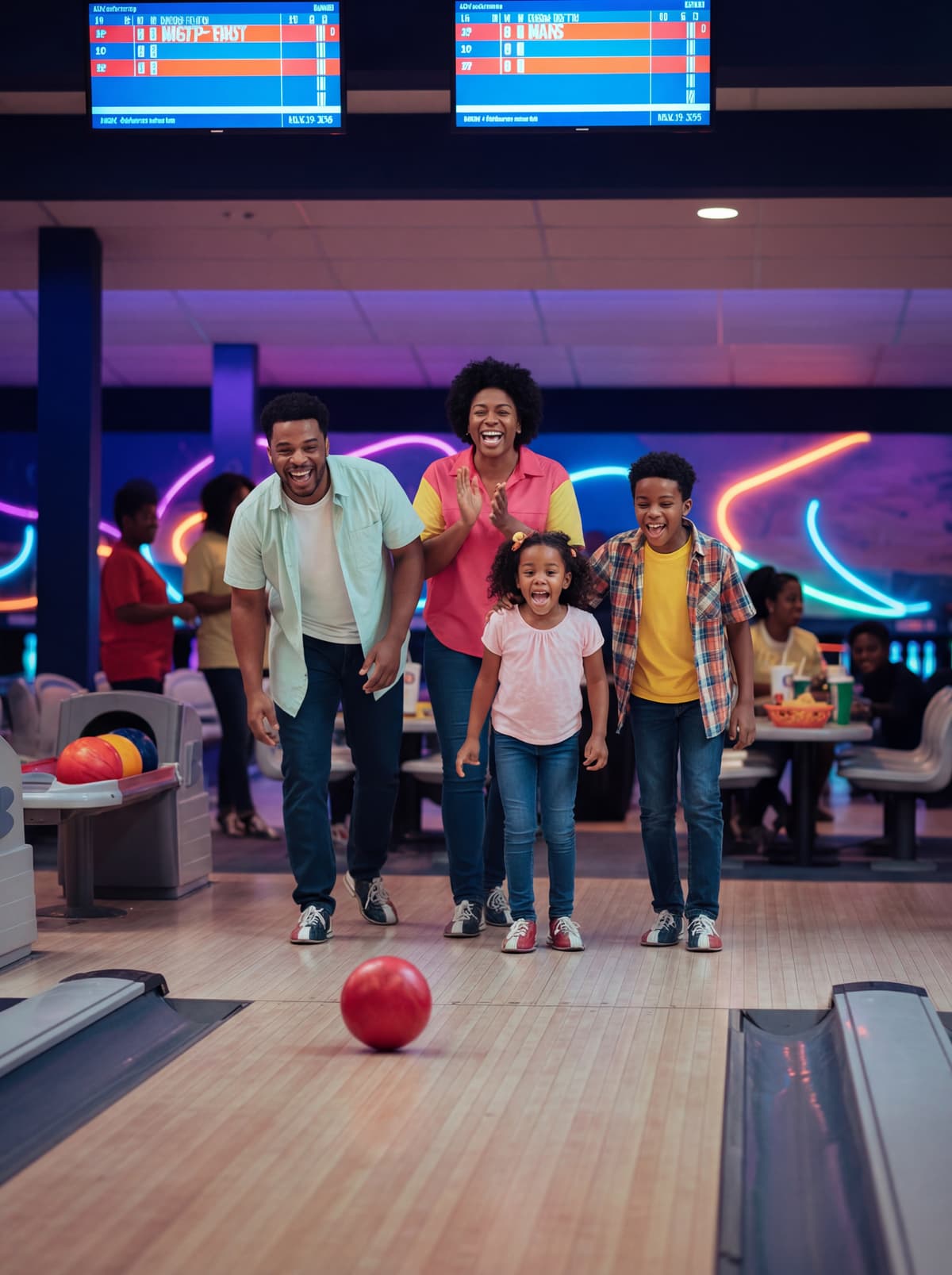 Happy family smiling together outdoors